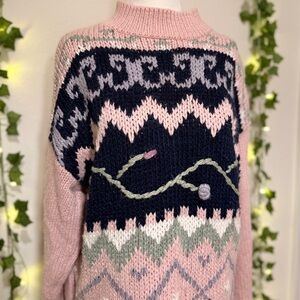 VTG Carolina Colours Pastel Grandpa Knit Floral Sweater: Fits XS-L